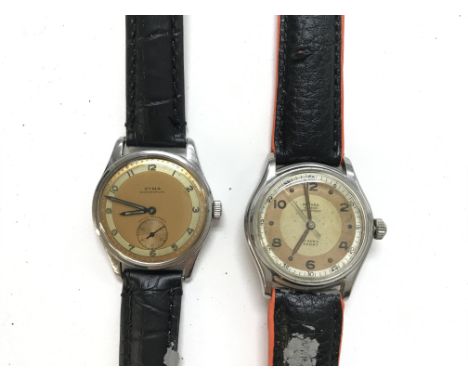 Two vintage military style watches. Including a Cyma Watersport. Both wind and run.Postage B