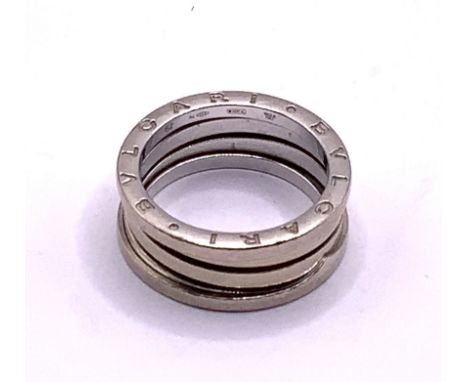 A Bvlgari 18ct white gold, B Zero ring, fully hallmarked, approximately x 12.2g, Size S, (A)