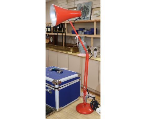 A vintage Herbert Terry red anglepoise lamp height 83cm