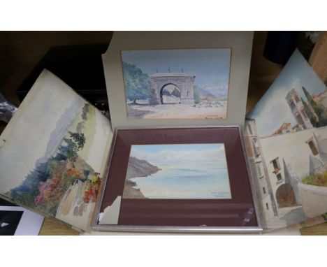 Major-General Sir John Adye (1857-1930), a group of eight watercolour drawings, to include: 'Rectory Farm, Checkley', inscrib
