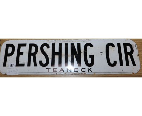 An enamel tin sign and gilt painted wooden sign