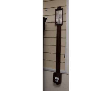 A George III style mahogany stick barometer H.95cm