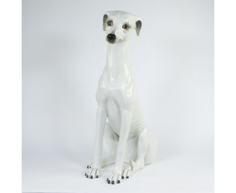 Vintage Italian greyhound in ceramic, 1970sVintage Italiaanse windhond in keramiek, jaren '70H 78 cm
