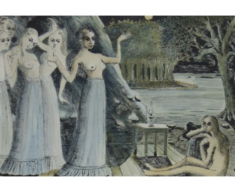 Paul DELVAUX (1897-1994), colour lithograph ‘Le bout du monde’, dated in plate 12-68, numbered E/A. and signedPaul DELVAUX (1