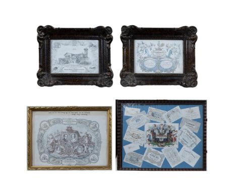 2 porcelain cards, business cards Ghent and lithograph Leopold I , Vande Steen Ghent2 porseleinkaarten, visitekaarten gent en
