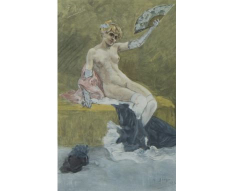 Félicien ROPS (1833-1898), colour lithograph ‘La canicule’, signed in the plate, dated 1882 and watermarked ‘Pellet’Félicien 