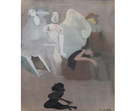 Vic GENTILS (1919-1997), mixed media on paper Untitled, signed and lithograph ‘The green room’, numbered 41/165 and signedVic