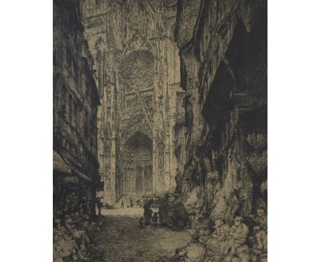 Jules DE BRUYCKER (1870-1945), etching Cathédrale de Rouen, numbered 49/125, signed and dated 1930Jules DE BRUYCKER (1870-194