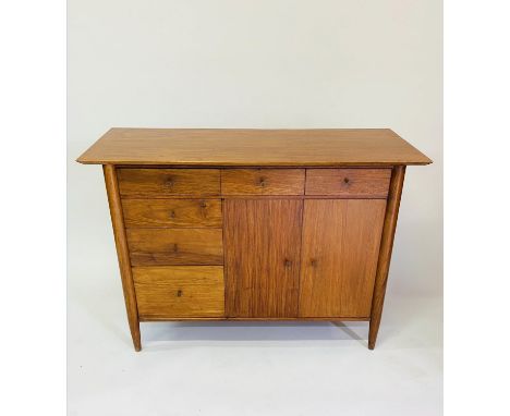 CABINET, 1970s vintage teak with six drawers and two doors, 122cm W x 46cm D x 87cn H. 