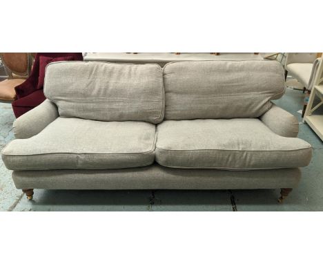 SOFA, 215cm W, Howard style, grey fabric upholstered. 