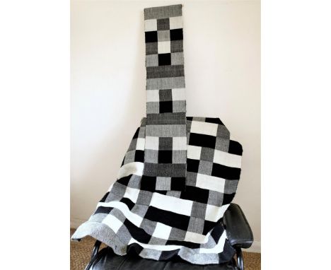 Margaret Bide, Textile Art two hand woven wall hangings, blocks, cream and black wool, C. 1960, 120 x 98 cm and another 122 x