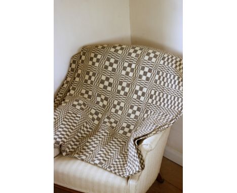Welsh heavyweight reversible tapestry bed panel, in chocolate and cream, 82 x 410 cm. Provenance: Margaret Bide Collection. 