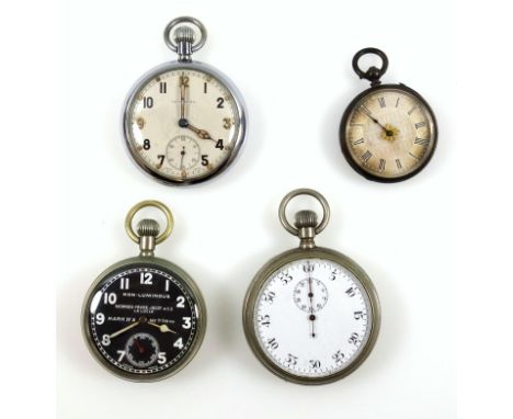 Two military watches, Leonides pocket watch, with seconds dial, chromium plate case, engraved on reverse, G.S.T.P. J3807, Geo