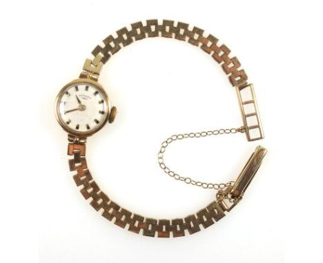 Rotary gold lady's watch on integral gold bracelet strap, gross weight 13 grams. 