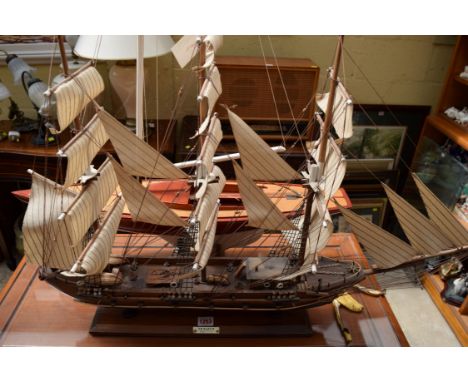 A wooden model of an 18th century frigate, total length 84cm. 