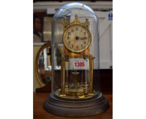 A brass anniversary clock, with dome, total height 30cm. 
