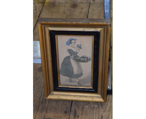 After Louis Wain, 'A Happy Pair;, colour print, 43 x 31cm, (wormed); together with an antique monochrome print of 'The Cross,