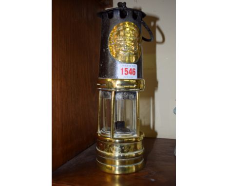 A brass and steel miner's type lamp, by Hailwood & Ackroyd Ltd, No.638S.