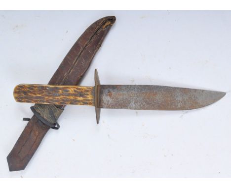 Taylor's of Sheffield - a mid 19th century Taylor's Eyewitness bowie knife comprising carved bone handle and steel blade, mar