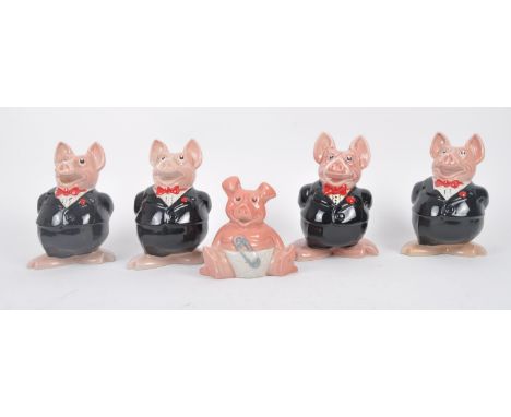 Wade - NatWest - Made in England - A collection of five vintage late 20th century 1980s ceramic porcelain piggy bank money bo