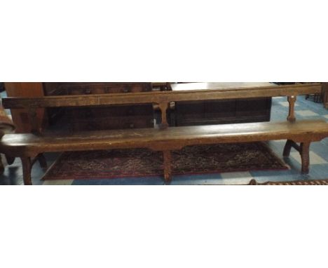 An Edwardian Pine School Bench 335 Cm Long.