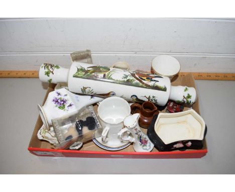 VARIOUS MIXED CERAMICS, ROLLING PIN AND OTHER ITEMS