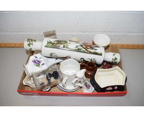 VARIOUS MIXED CERAMICS, ROLLING PIN AND OTHER ITEMS