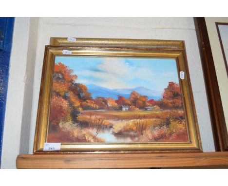 OIL ON CANVAS, 'ALBERTA 1981', TOGETHER WITH A FURTHER COLOURED PRINT (2)