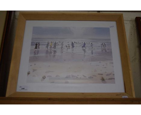COLOURED PRINT - BEACH SCENE