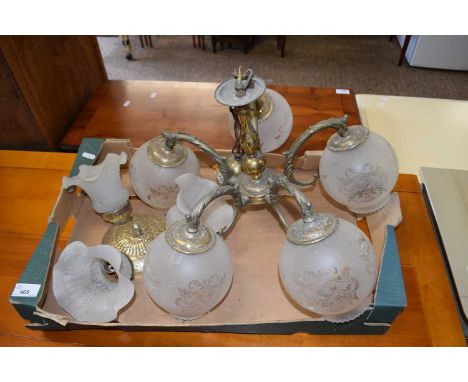 TWO CEILING LIGHT FITTINGS WITH FROSTED GLASS SHADE