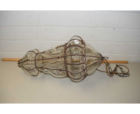 IRON MOUNTED CLEAR GLASS HANGING CEILING LIGHT FITTING