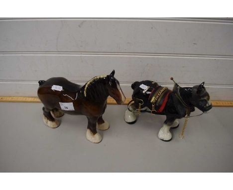 TWO CERAMIC SHIRE HORSES TO INCLUDE A BESWICK EXAMPLE