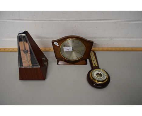 METRONOME, METAMEC MANTEL CLOCK AND A SMALL BAROMETER (3)