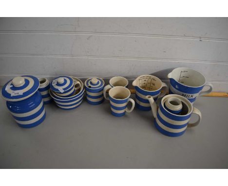 VARIOUS T G GREEN CORNISH WARE KITCHEN JUGS, STORAGE JARS, TEA POT AND OTHER ITEMS