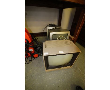 Vintage Commodore 1701 Video Monitor, along with 2 VHS Televisions