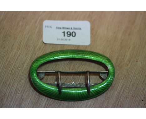 Silver and green enamel buckle