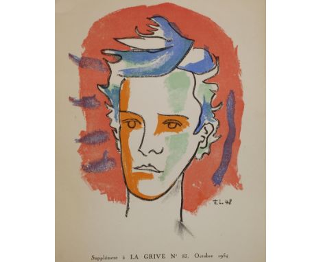 Monogrammist FL, JünglingskopfPortrait eines jungen Mannes vor rotem Grund, Farblithograhie, rechts unten im Stein monogrammi