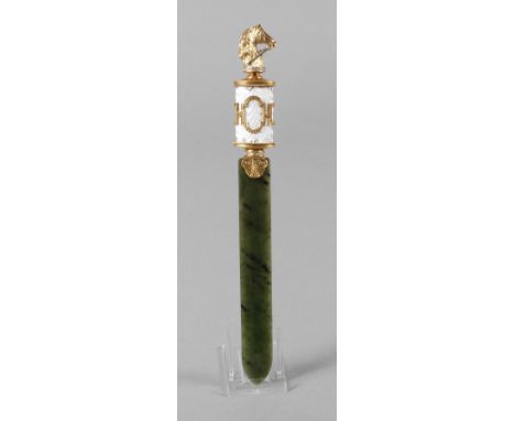 Brieföffner in der Art von Fabergé2. Hälfte 20. Jh., gestempelt 84 Zolotniki und Meistermarke H.W. (Hendrik Wigström?), Kling