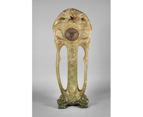 Goldscheider Wien, Monumentale Salonuhr mit BeleuchtungEntwurf Paul Ganuchaud, seitlich signiert, Ausführung Manufaktur Fried