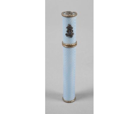 Zigarrenhülle in der Art von Fabergé2. Hälfte 20. Jh., Silber gestempelt 88 Zolotniki, Fabergé in Kyrillisch sowie Meistermar