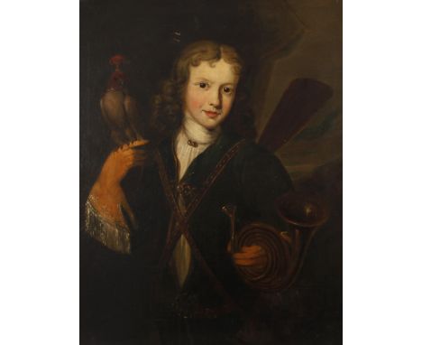 Portrait des Johann Peter Georg Leers als Jägerbarockes Halbfigurenbildnis eines Jünglings, mit langem Haar im Jagdrock, mit 