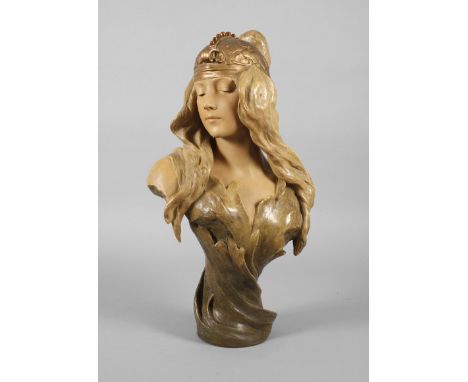 Goldscheider Wien Büste "Theodora"Entwurf wohl Hans Schoerk um 1899/1900, signiert mit Pseudonym Cherc, Skulpturenmarke um 19