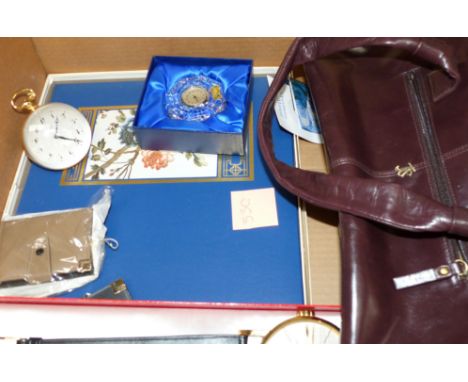 Two novelty clocks, a Jane Shilton handbag and other items