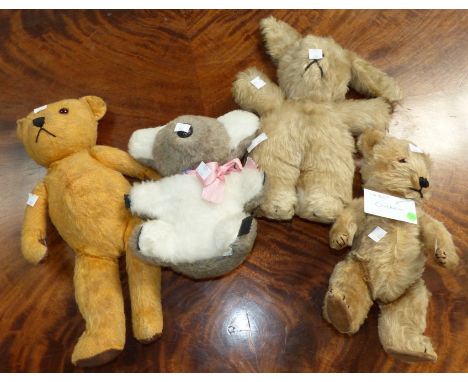 Two mid-20th Chiltern teddies; a late 20th century Chiltern koala, and a similar rabbit