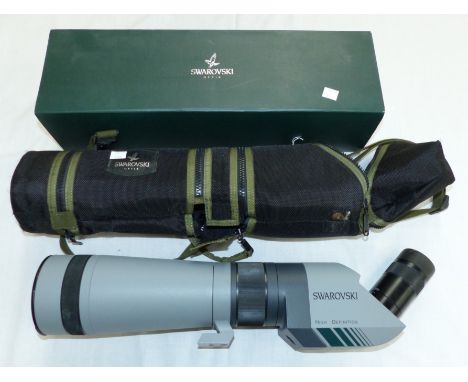 A Swarovski spotting scope 80 mm lens with zoom to 60 x with weatherproof case, original box and Jessop tripod