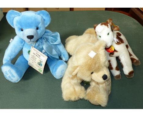 A modern Steiff lamb; a Herman limited edition "Old Blue Bear" & "Sleep Well Bear"