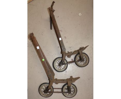 A pair of early 20th century bicycle type roller skates
