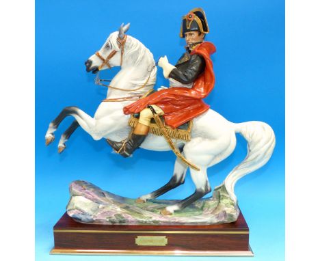 A Royal Worcester group:  "Napoleon Bonaparte", limited edition, depicting Napoleon on rearing horse, from the series of Famo