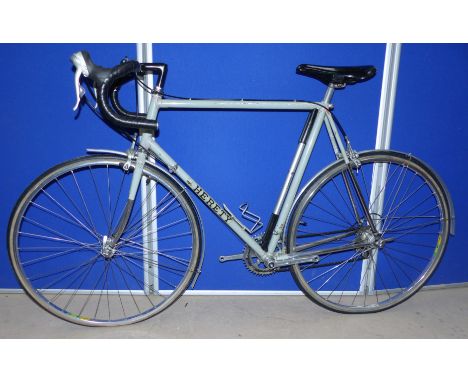A Frank Herety, Stockport, 16 speed racing cycle in silver grey enamel finish, Campagnolo frame, bars and seat post, Nivor Sa
