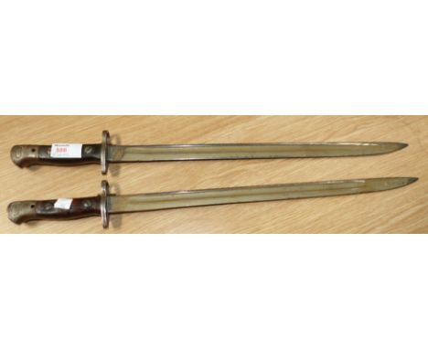 Two early 20th century British bayonets, one with Wilkinson blade (no scabbards)